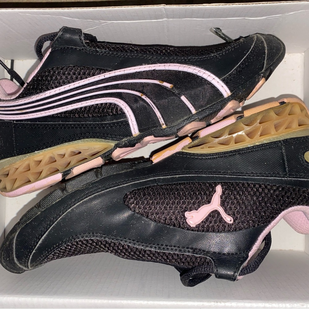Puma Black and Light Pink Athletic Shoes